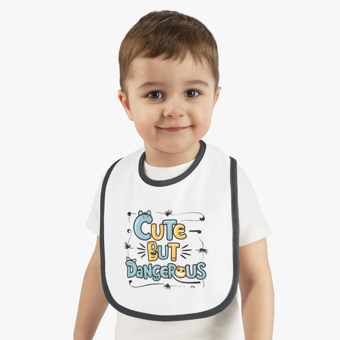 "Cute but dangerous" Baby Contrast Trim Jersey Bib