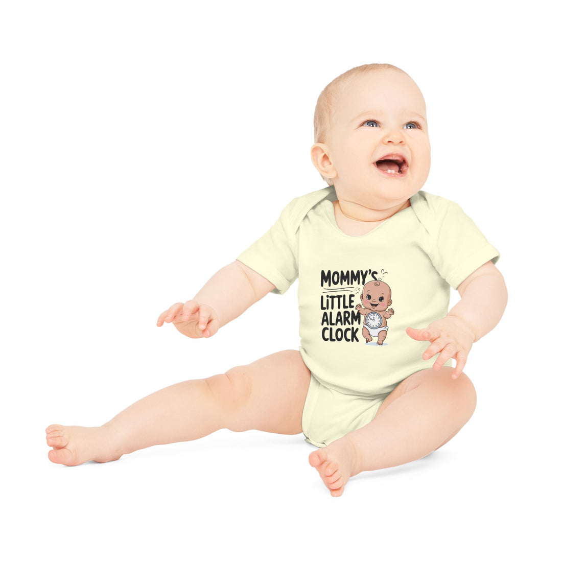 "Mommy's little alarm clock" Baby Organic Short Sleeve Bodysuit