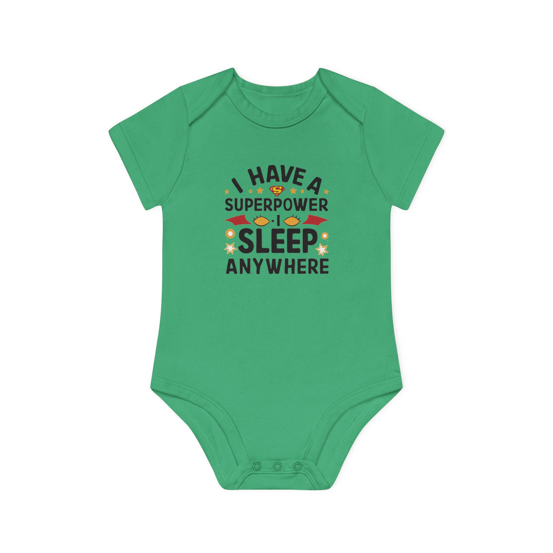 "I have a superpower I sleep anywhere" Baby Organic Short Sleeve Bodysuit