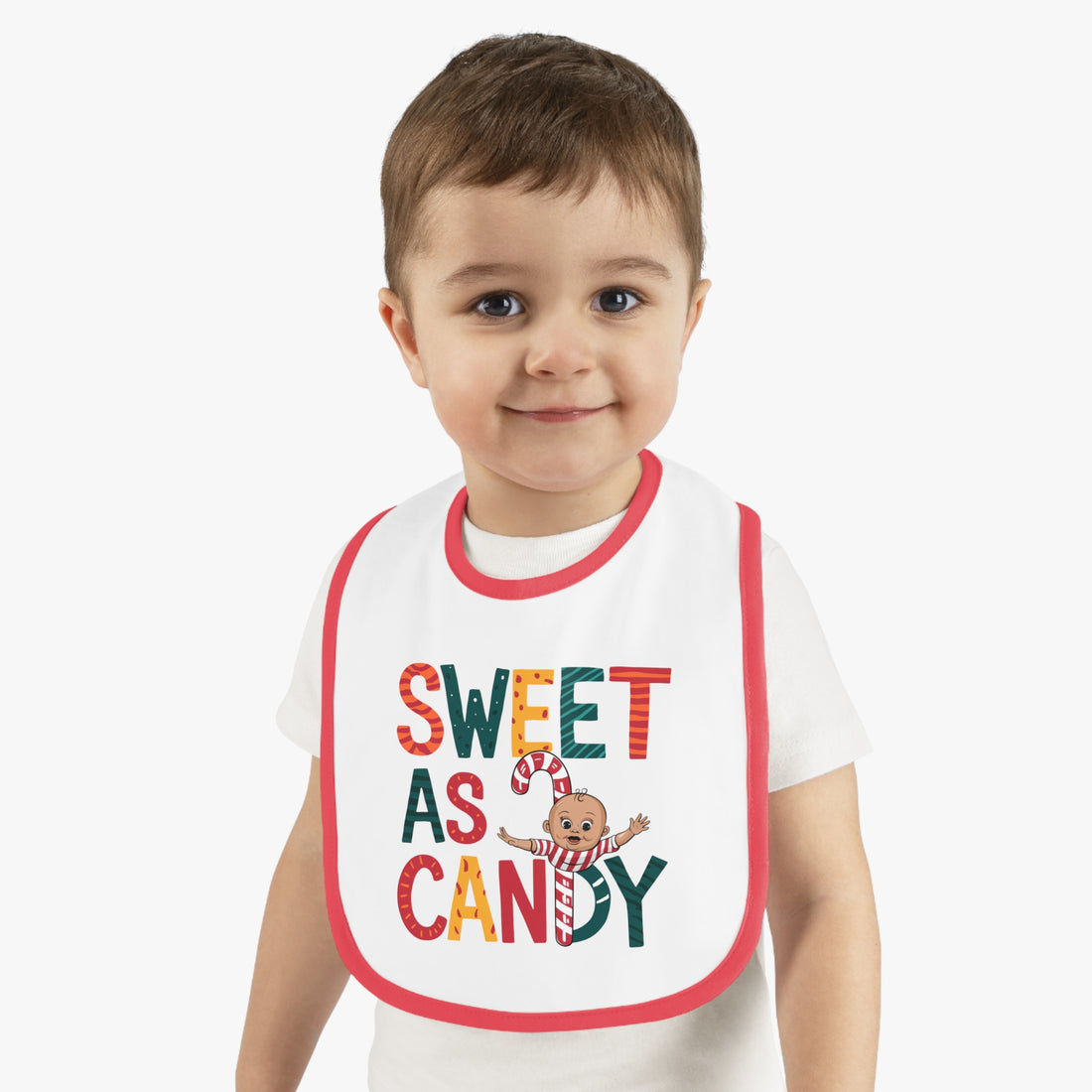 "Sweet as candy" Baby Contrast Trim Jersey Bib