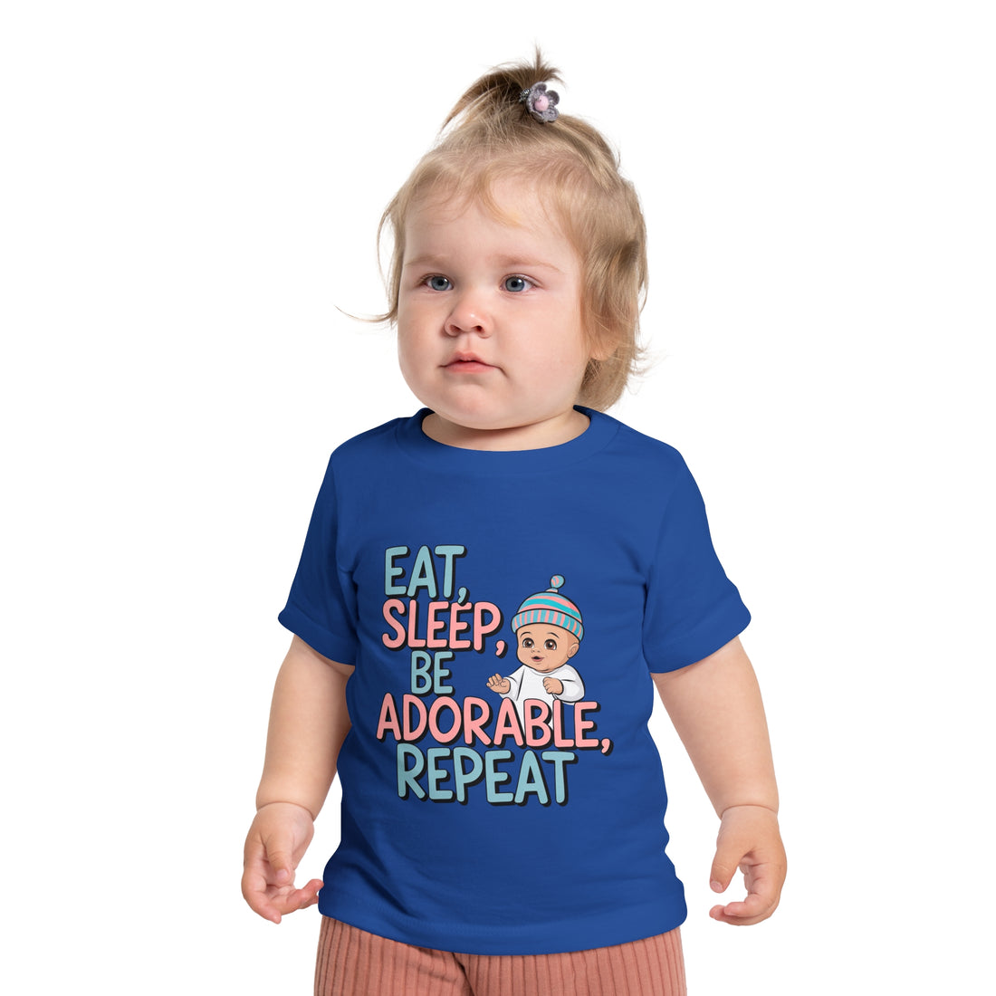 "Eat, sleep, be adorable, repeat" Baby Short Sleeve T-Shirt