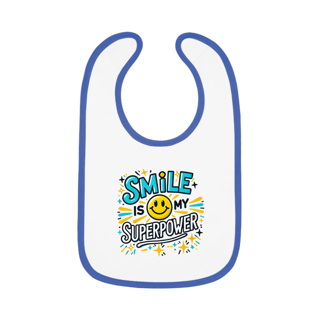 "Smile is my superpower" Baby Contrast Trim Jersey Bib