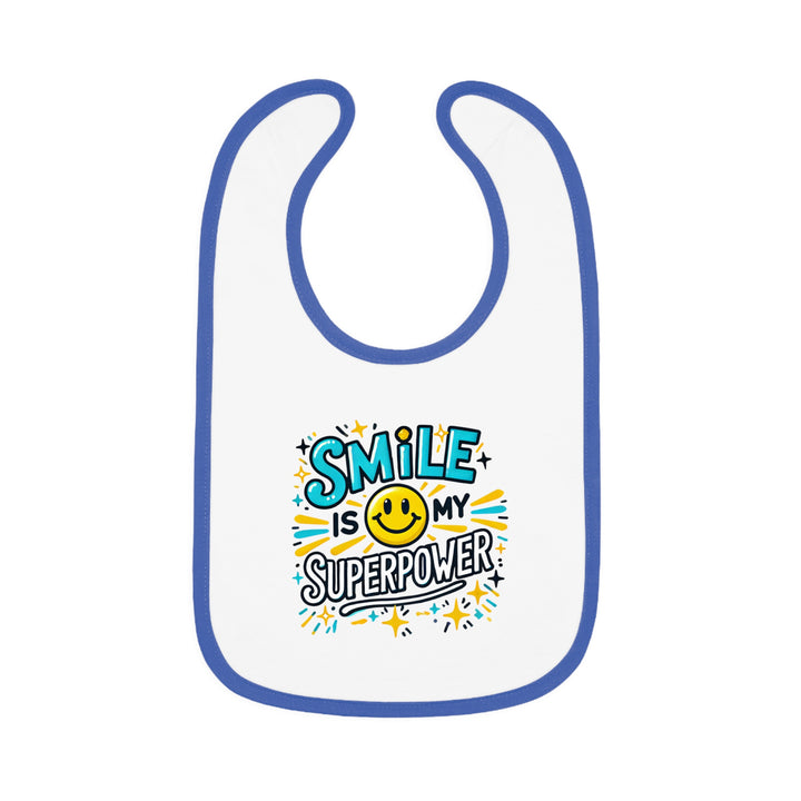 "Smile is my superpower" Baby Contrast Trim Jersey Bib