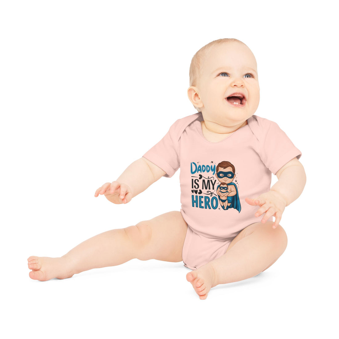 "Daddy is my hero" Baby Organic Short Sleeve Bodysuit