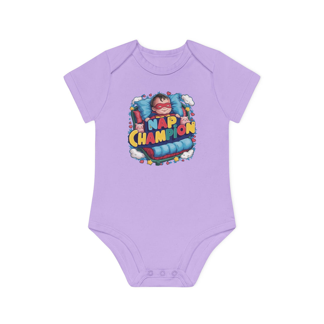 "Nap champion" Baby Organic Short Sleeve Bodysuit