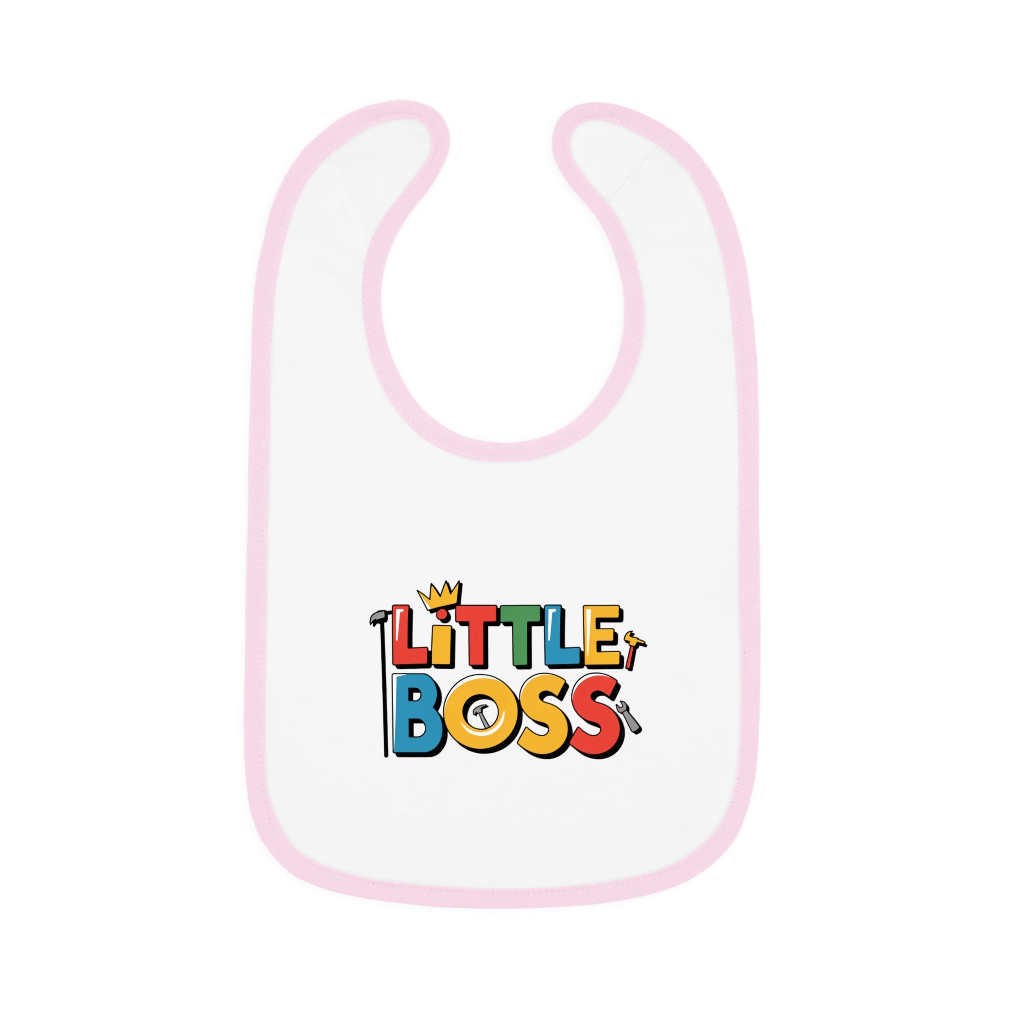 "Little boss" Baby Contrast Trim Jersey Bib