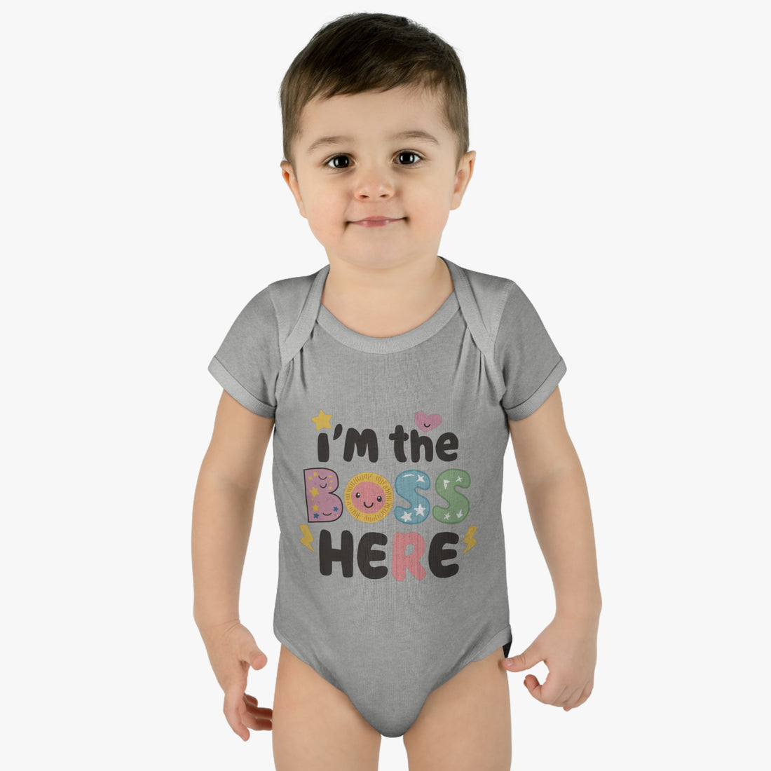 "I'm the boss here" Infant Baby Rib Bodysuit