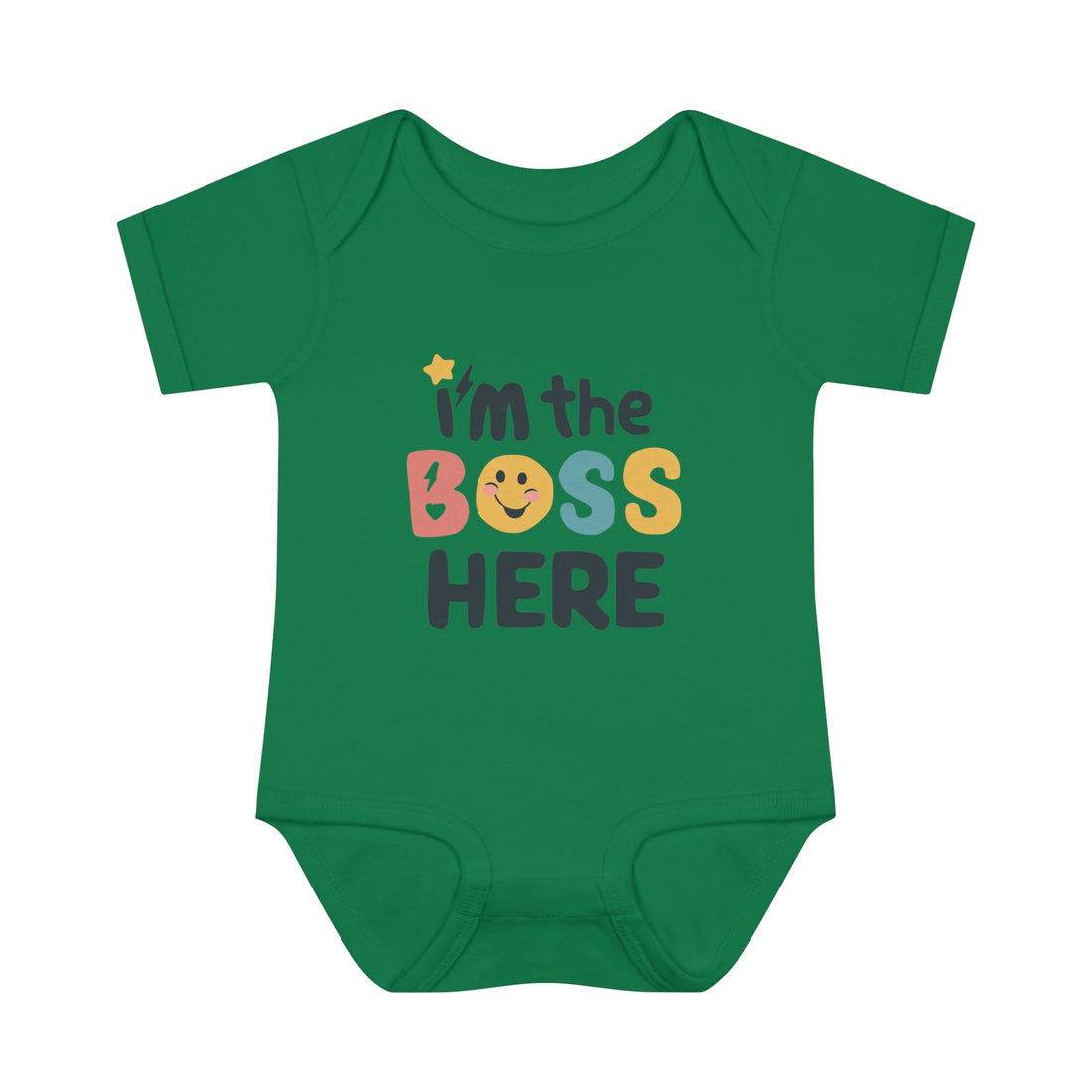 "I'm the boss here" Infant Baby Rib Bodysuit