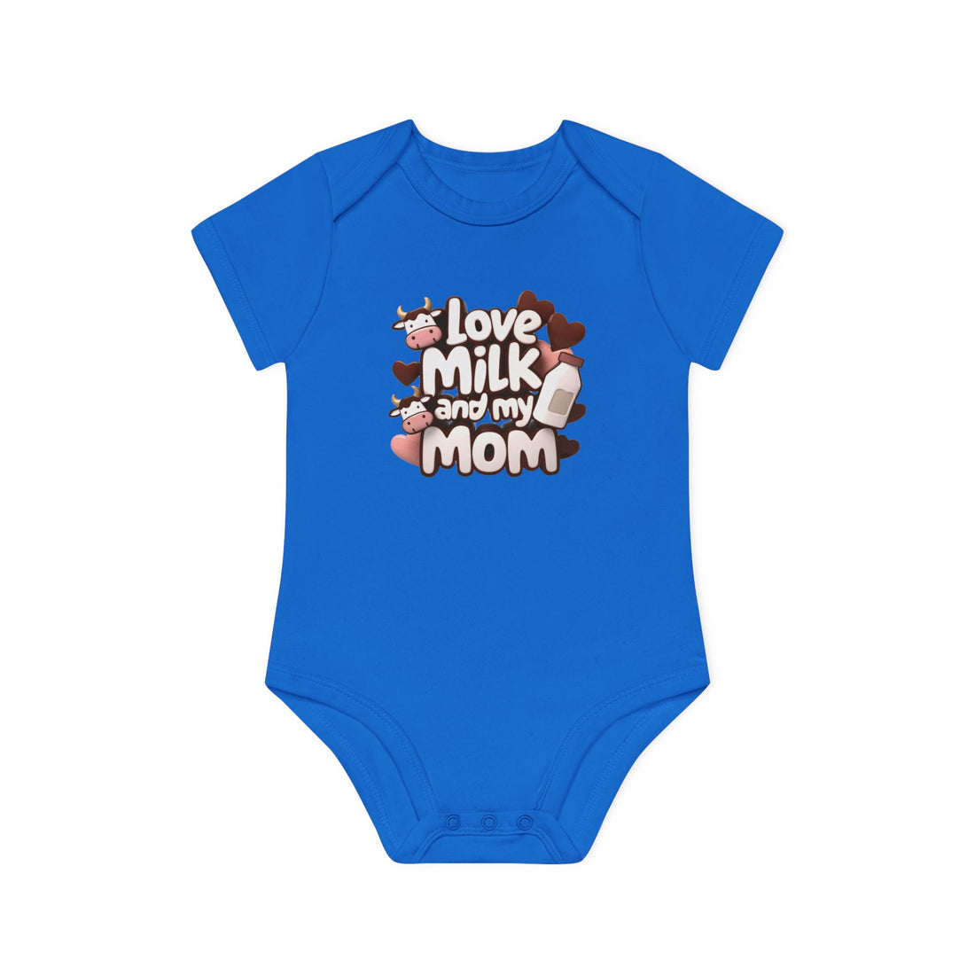 "I love milk and my mom" Baby Organic Short Sleeve Bodysuit