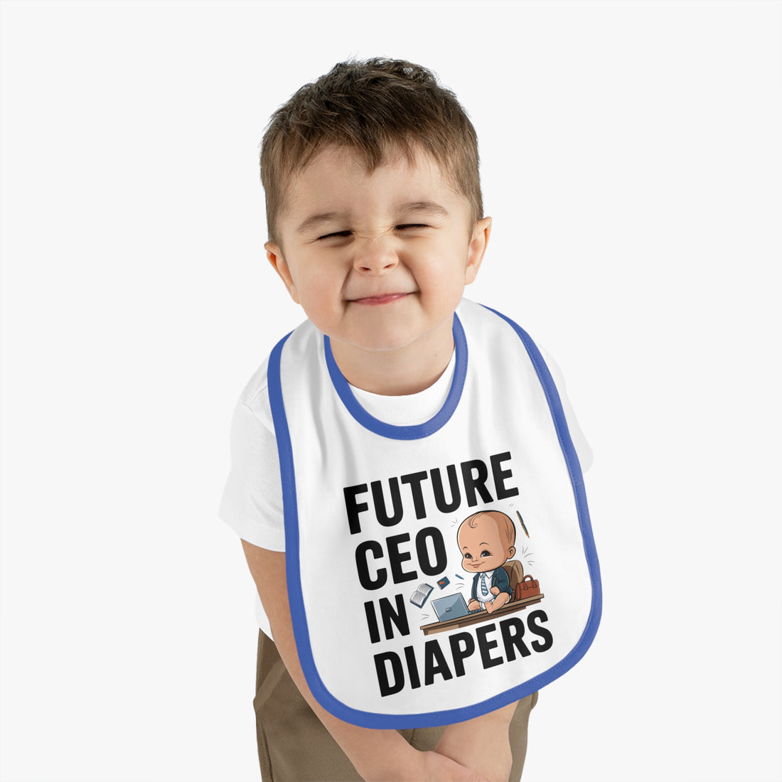 "Future CEO in diapers" Baby Contrast Trim Jersey Bib