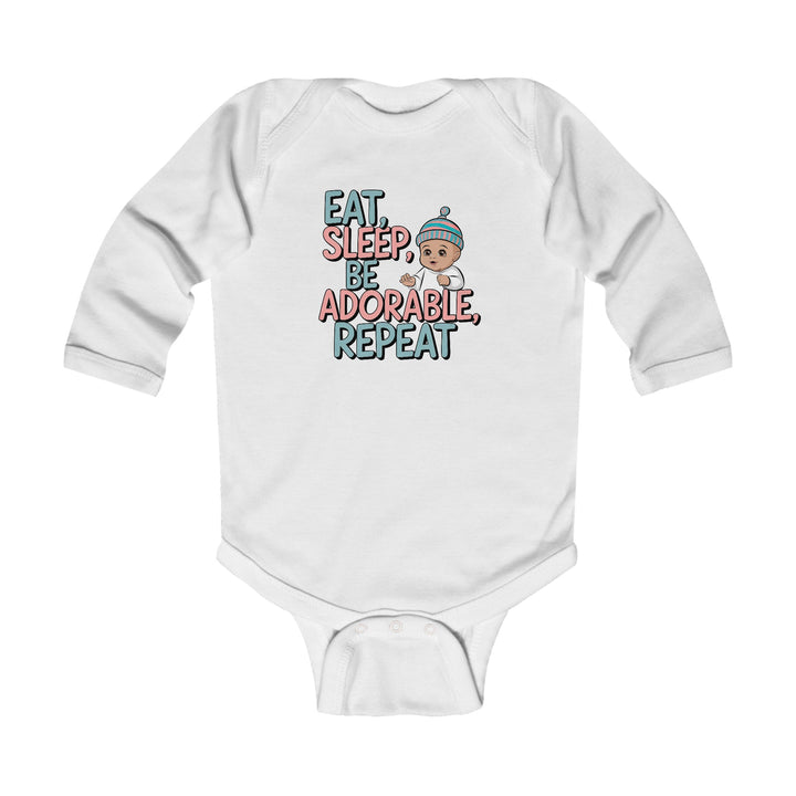 "Eat, sleep , be adorable, repeat" Infant Long Sleeve Bodysuit