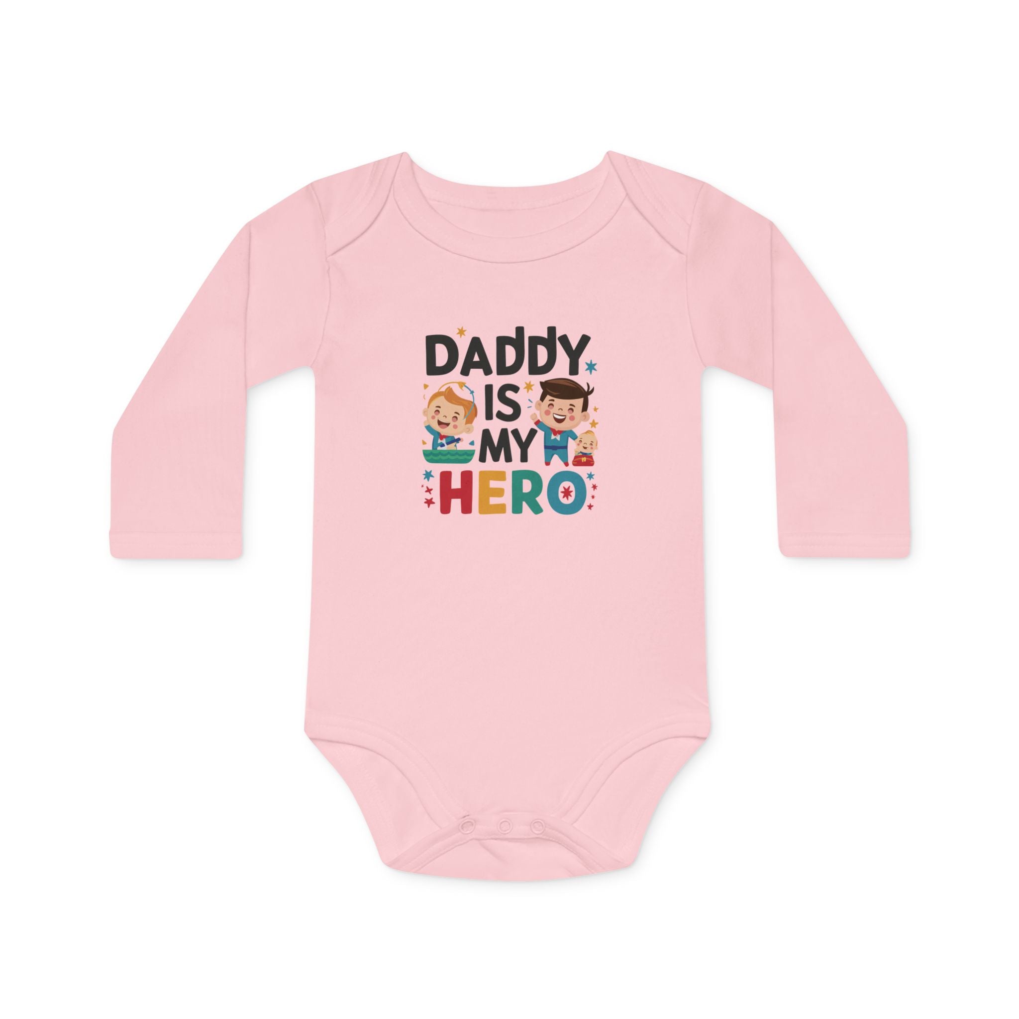 "Daddy is my hero" Baby Long-Sleeve Organic Bodysuit
