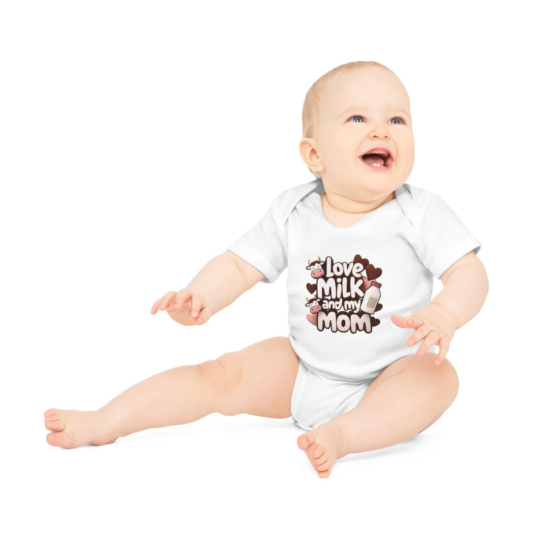 "I love milk and my mom" Baby Organic Short Sleeve Bodysuit