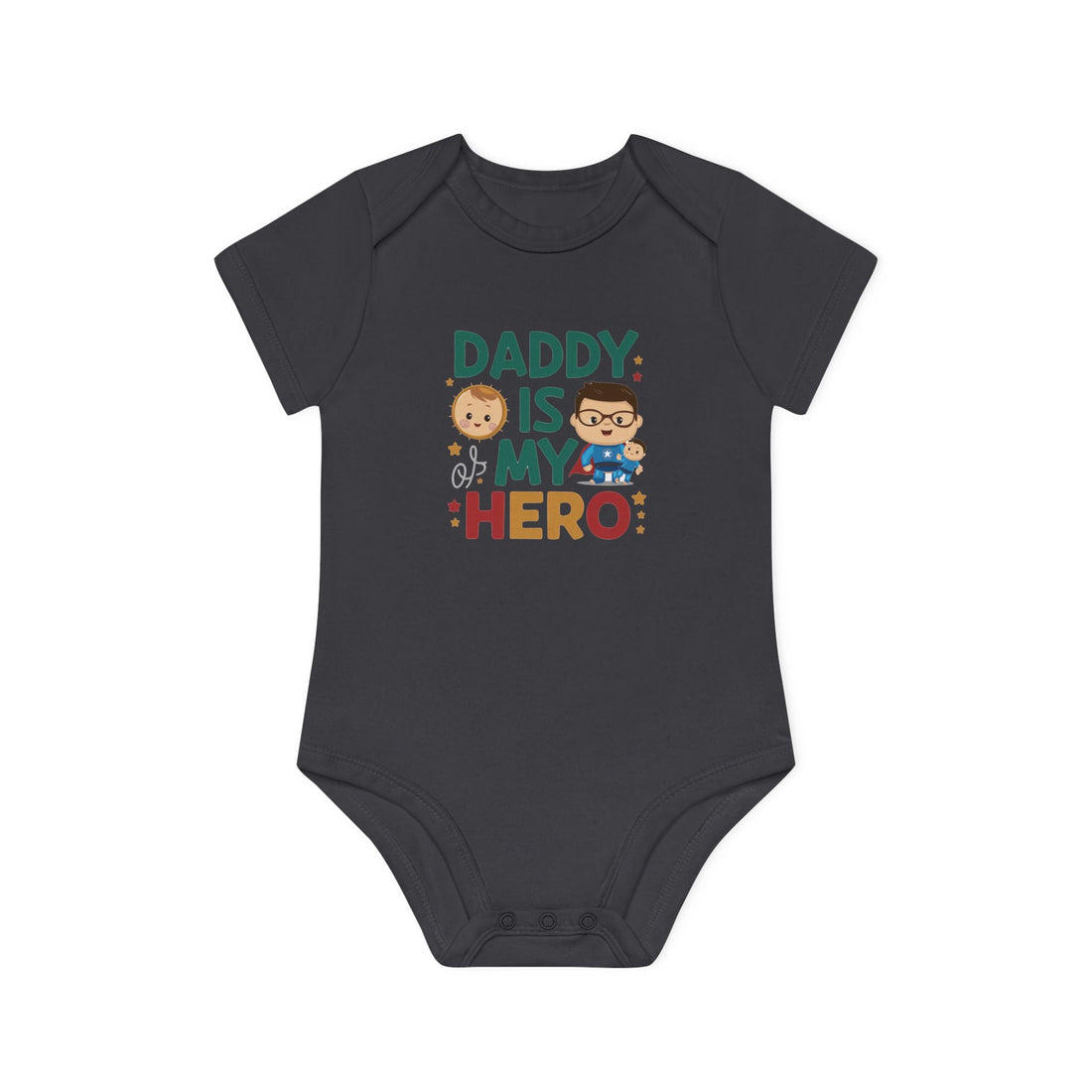 "Daddy is my hero" Baby Organic Short Sleeve Bodysuit