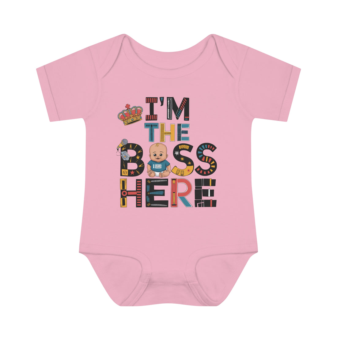 "I'm the boss here" Infant Baby Rib Bodysuit