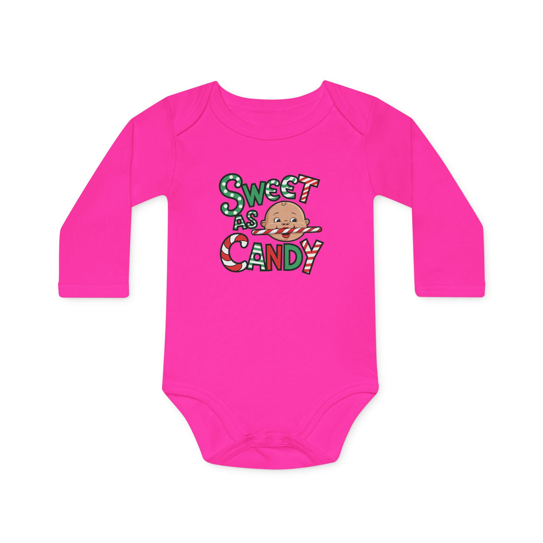 "Sweet as candy" Baby Long-Sleeve Organic Bodysuit