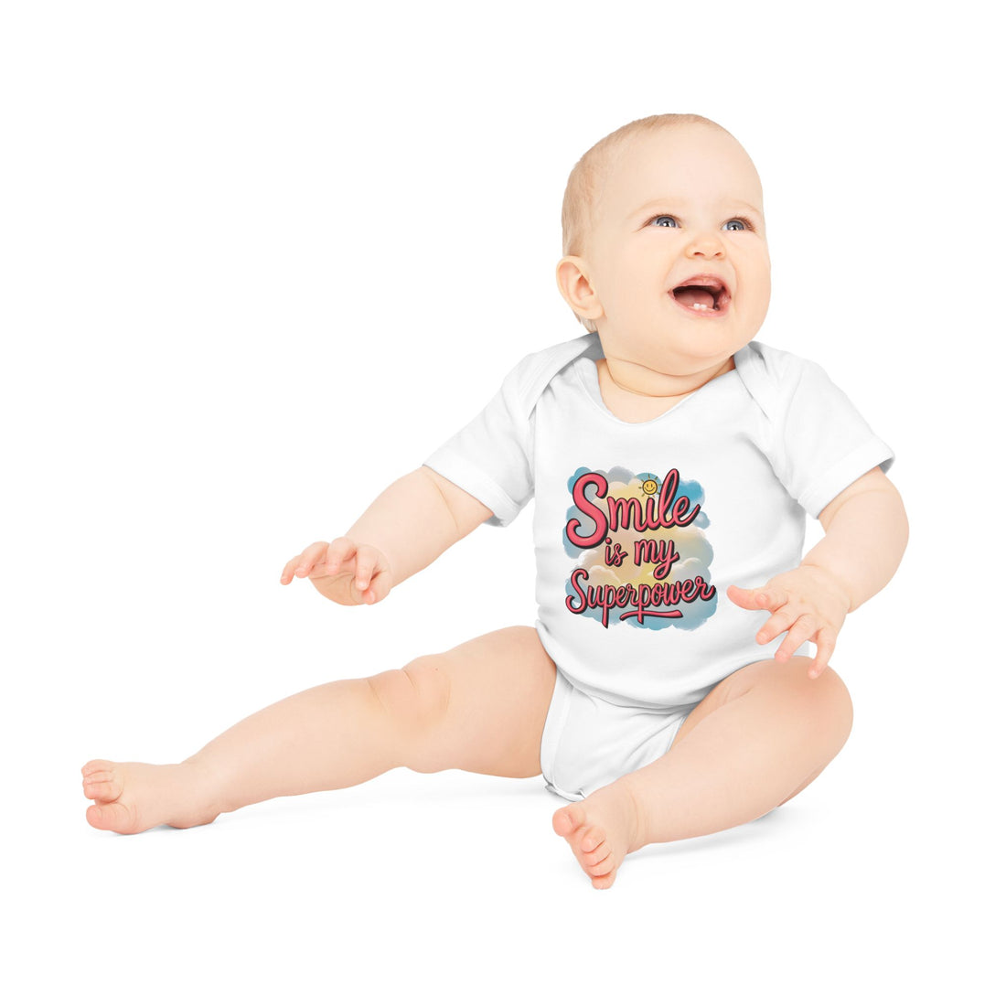 "Smile is my superpower" Baby Organic Short Sleeve Bodysuit