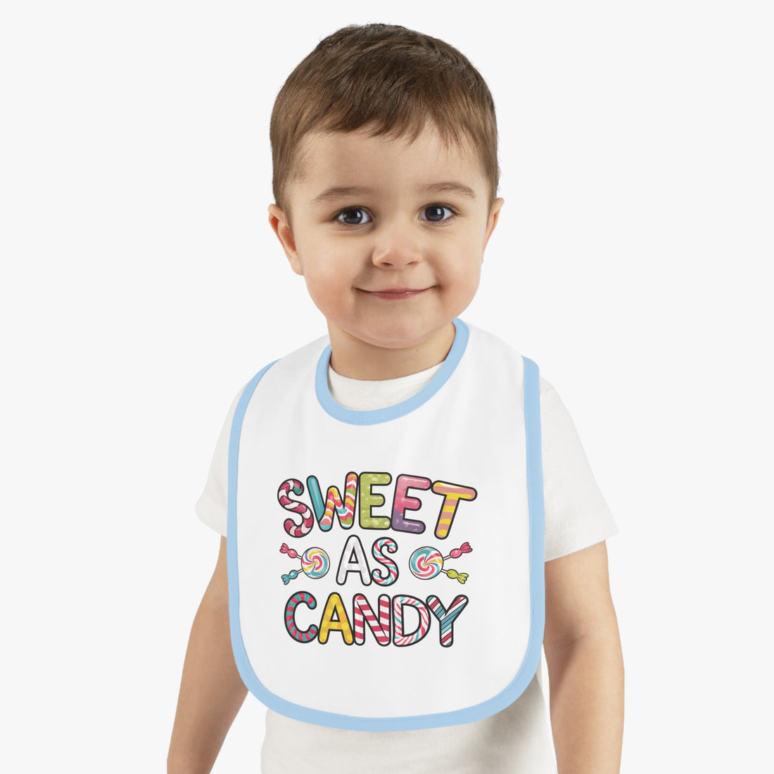 "Sweet as candy" Baby Contrast Trim Jersey Bib