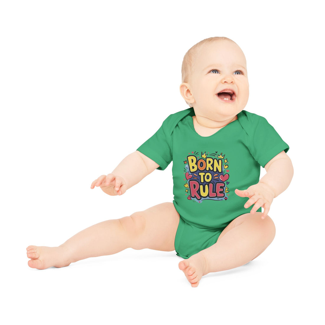 "Born to rule" Baby Organic Short Sleeve Bodysuit