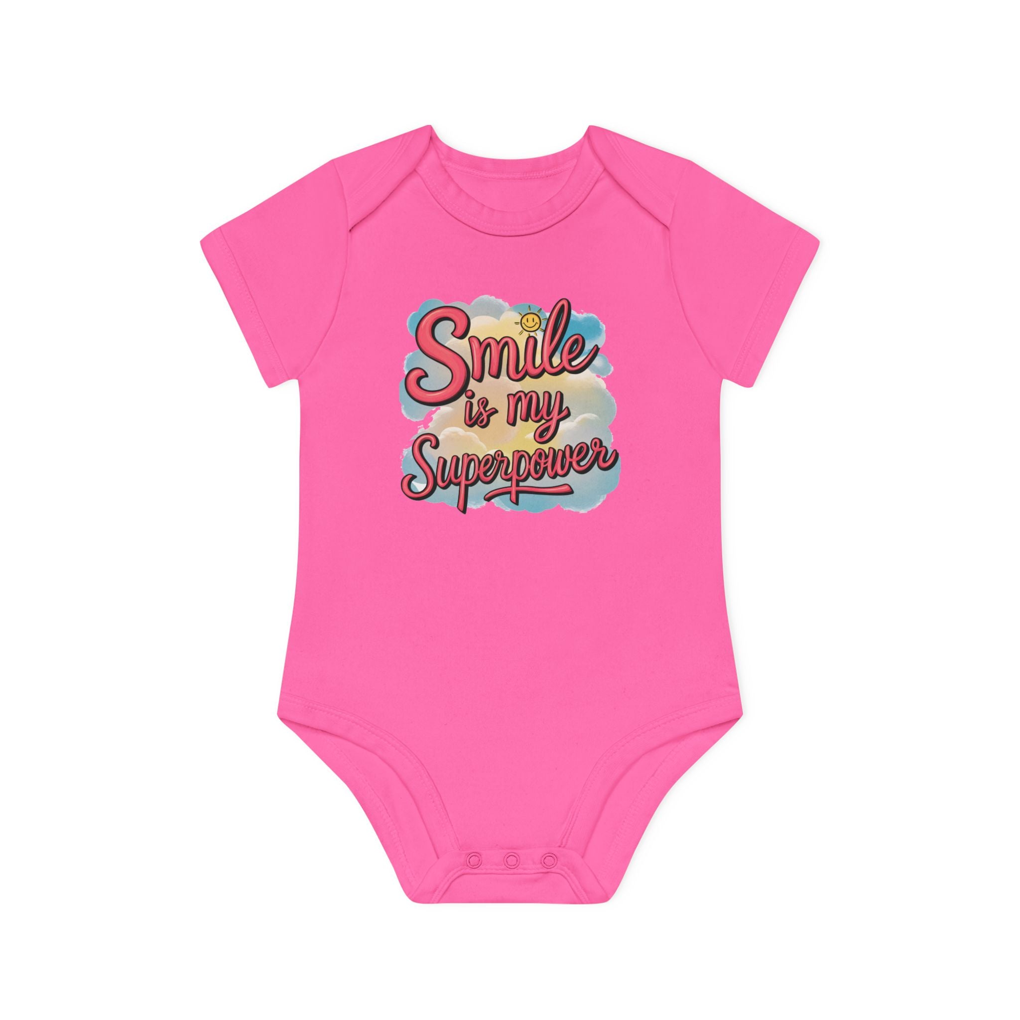 "Smile is my superpower" Baby Organic Short Sleeve Bodysuit