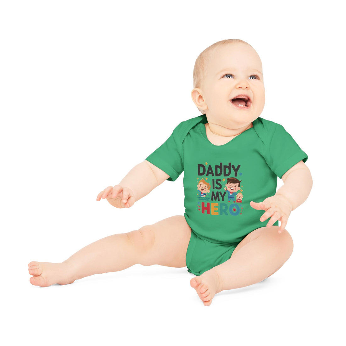 "Daddy is my hero" Baby Organic Short Sleeve Bodysuit