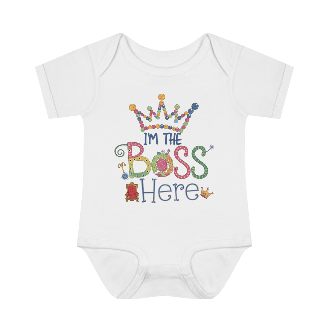 "I'm the boss here" Infant Baby Rib Bodysuit