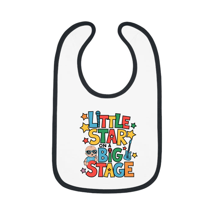 "Little star on a big stage" Baby Contrast Trim Jersey Bib