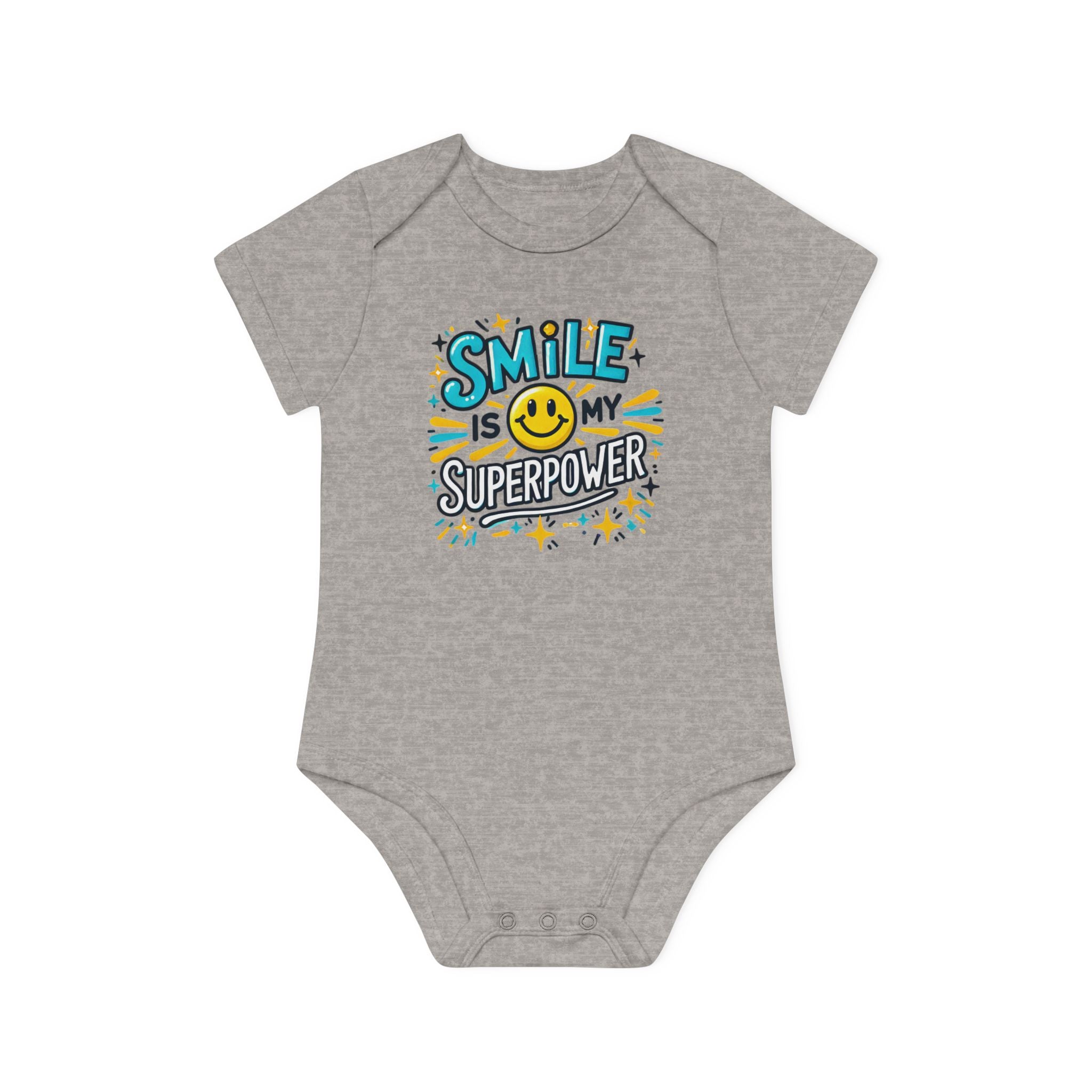 "Smile is my superpower" Baby Organic Short Sleeve Bodysuit