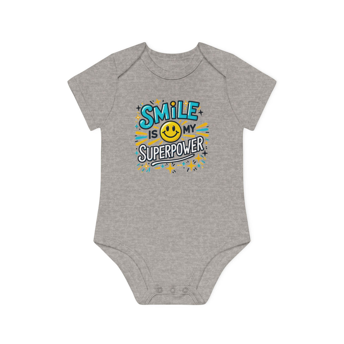 "Smile is my superpower" Baby Organic Short Sleeve Bodysuit