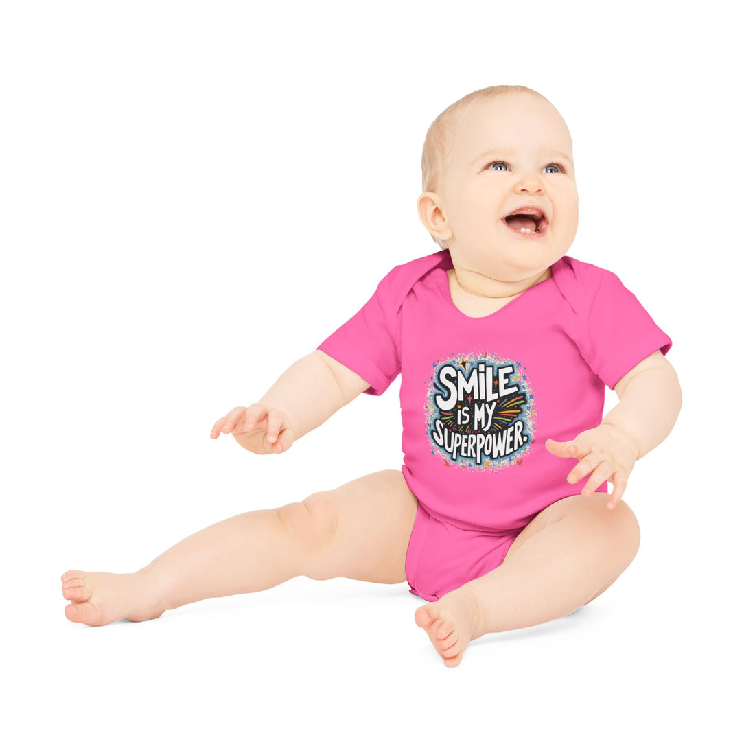 "Smile is my superpower" Baby Organic Short Sleeve Bodysuit