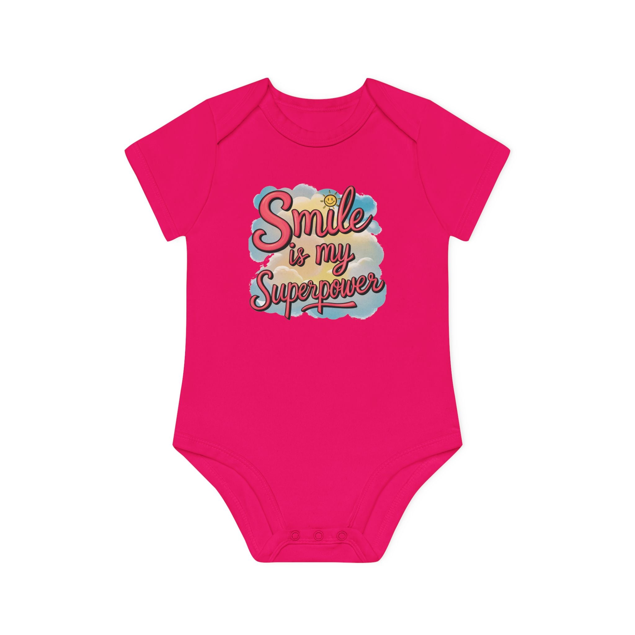 "Smile is my superpower" Baby Organic Short Sleeve Bodysuit