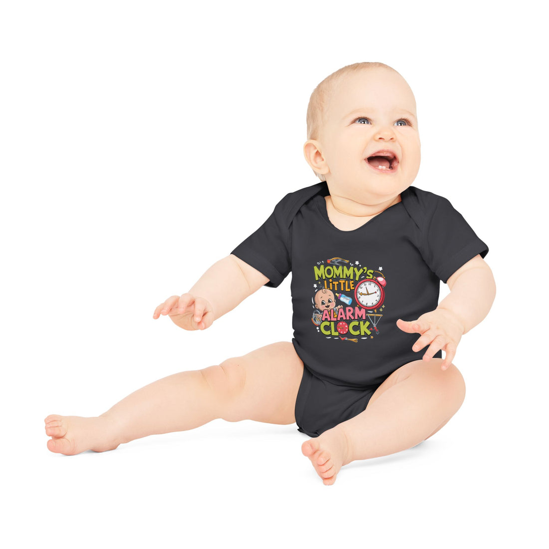 "Mommy's little alarm clock" Baby Organic Short Sleeve Bodysuit