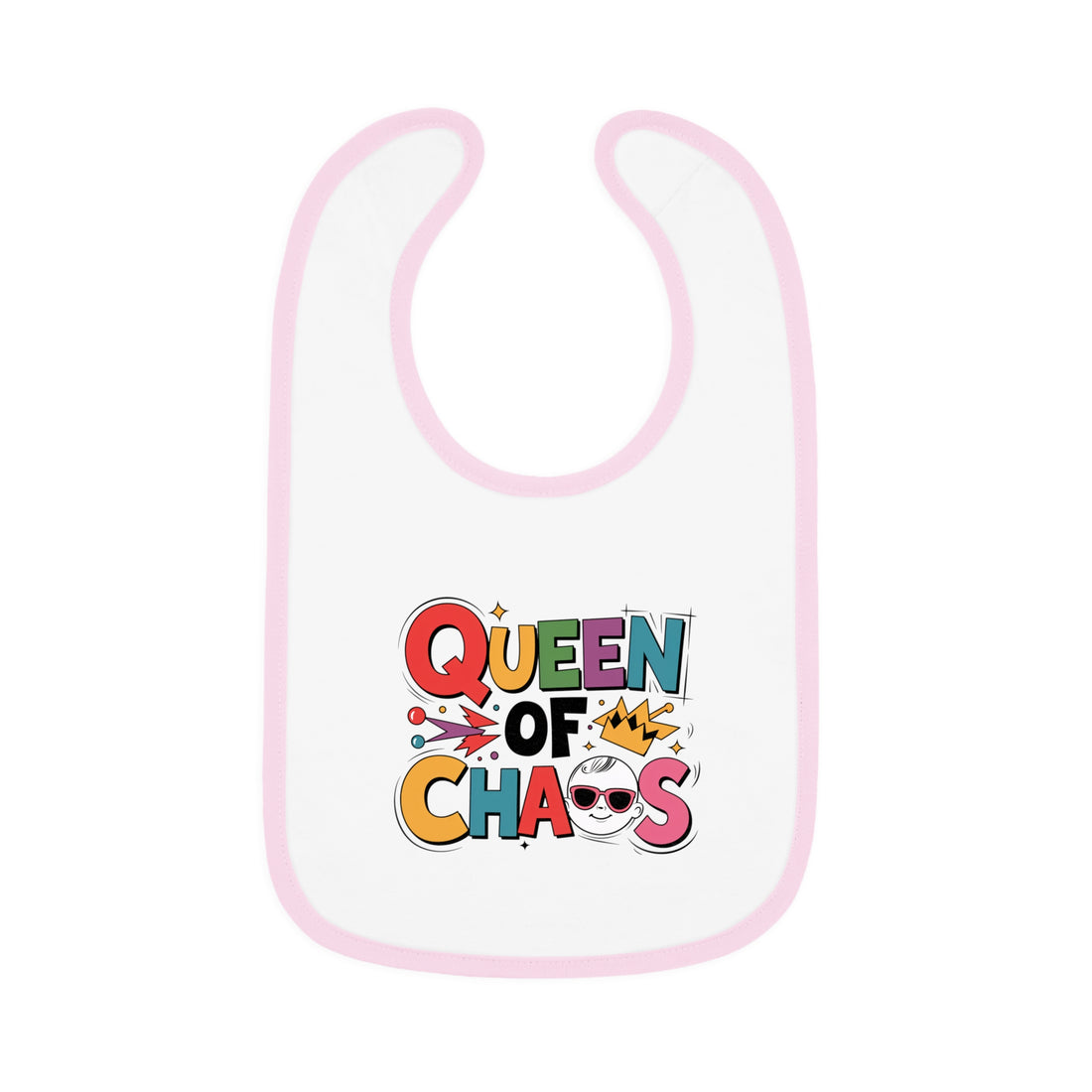 "Queen of chaos" Baby Contrast Trim Jersey Bib