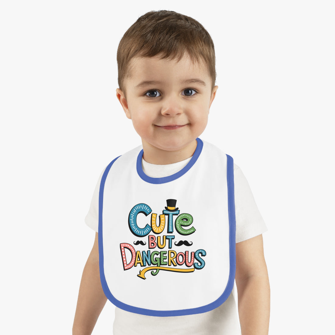 "Cute but dangerous" Baby Contrast Trim Jersey Bib