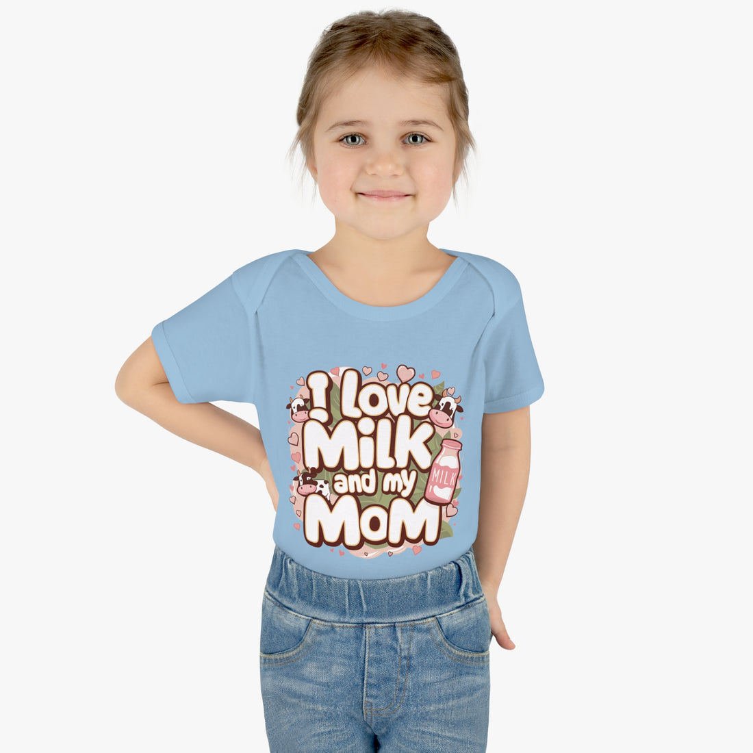 "I love milk and my mom" Infant Baby Rib Bodysuit