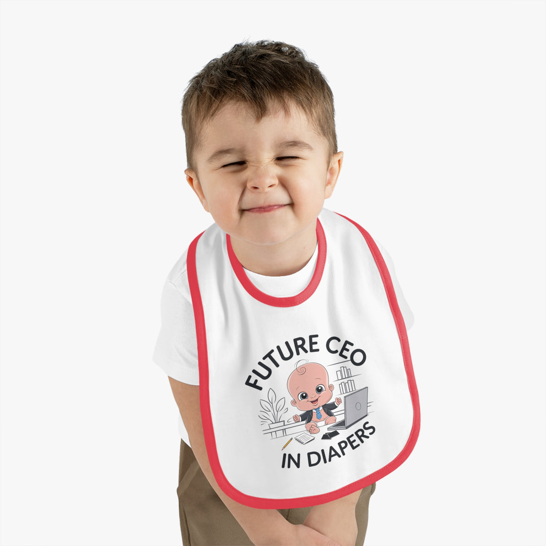 "Future CEO in diapers" Baby Contrast Trim Jersey Bib