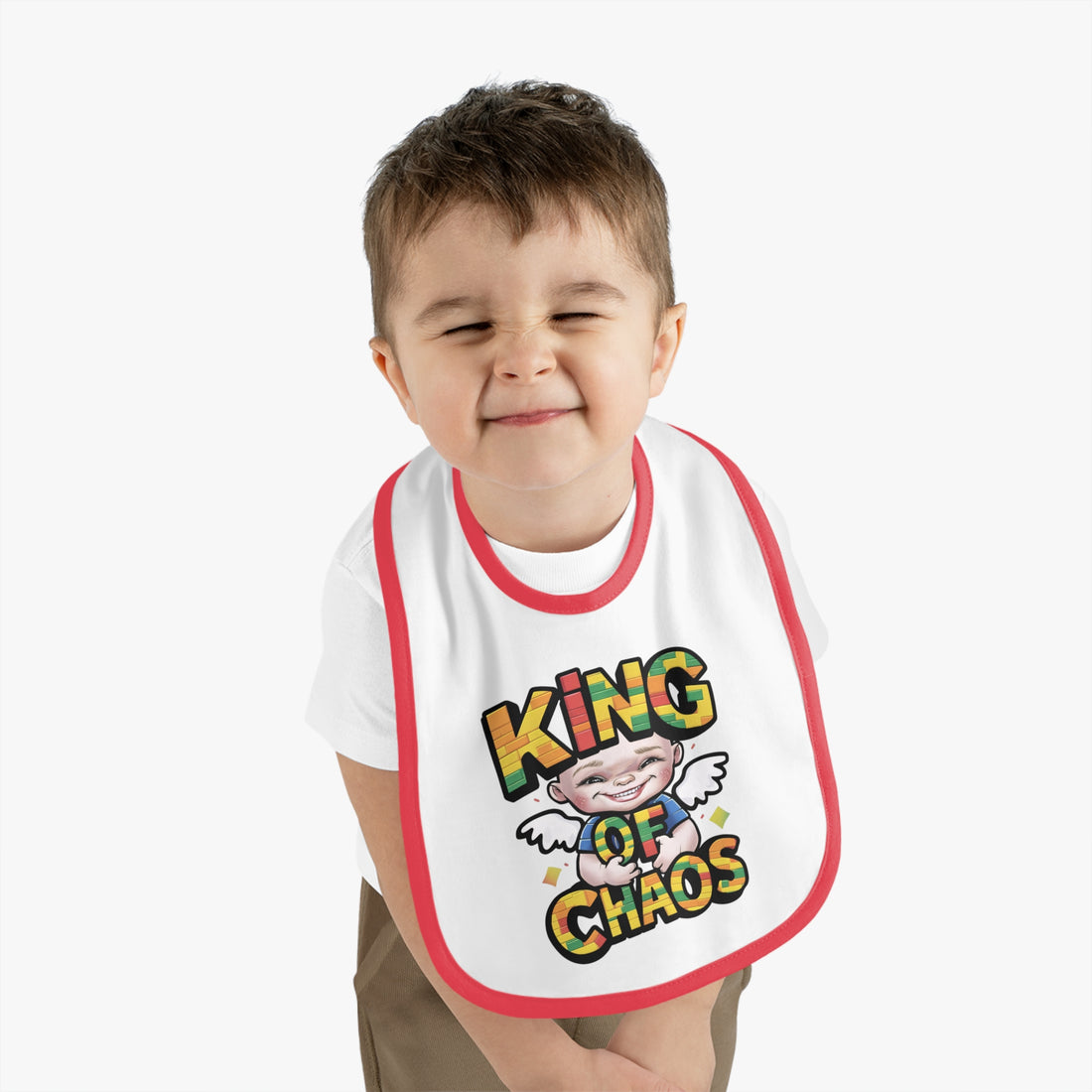 "King of chaos" Baby Contrast Trim Jersey Bib