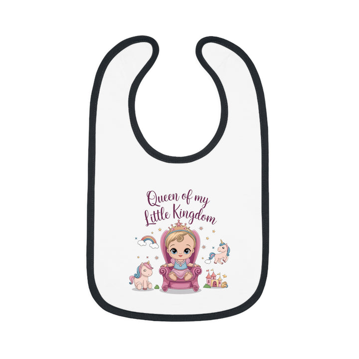 "Queen of my little kingdom" Baby Contrast Trim Jersey Bib