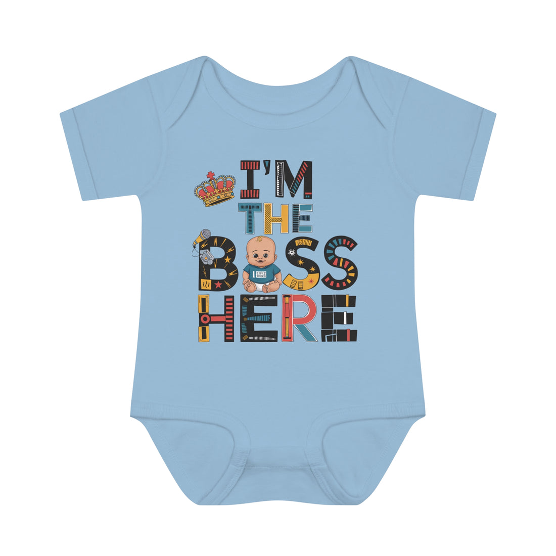 "I'm the boss here" Infant Baby Rib Bodysuit