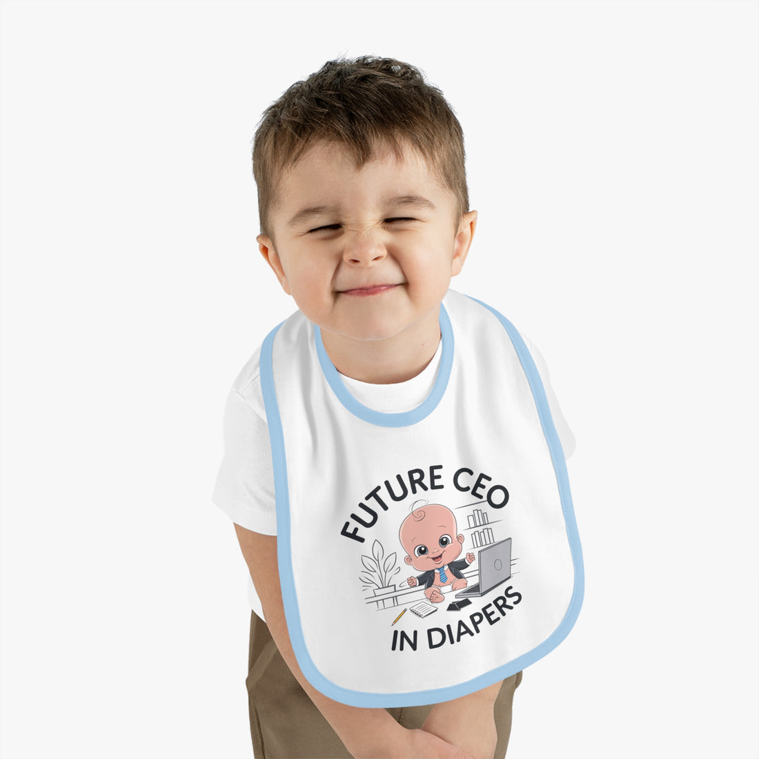 "Future CEO in diapers" Baby Contrast Trim Jersey Bib