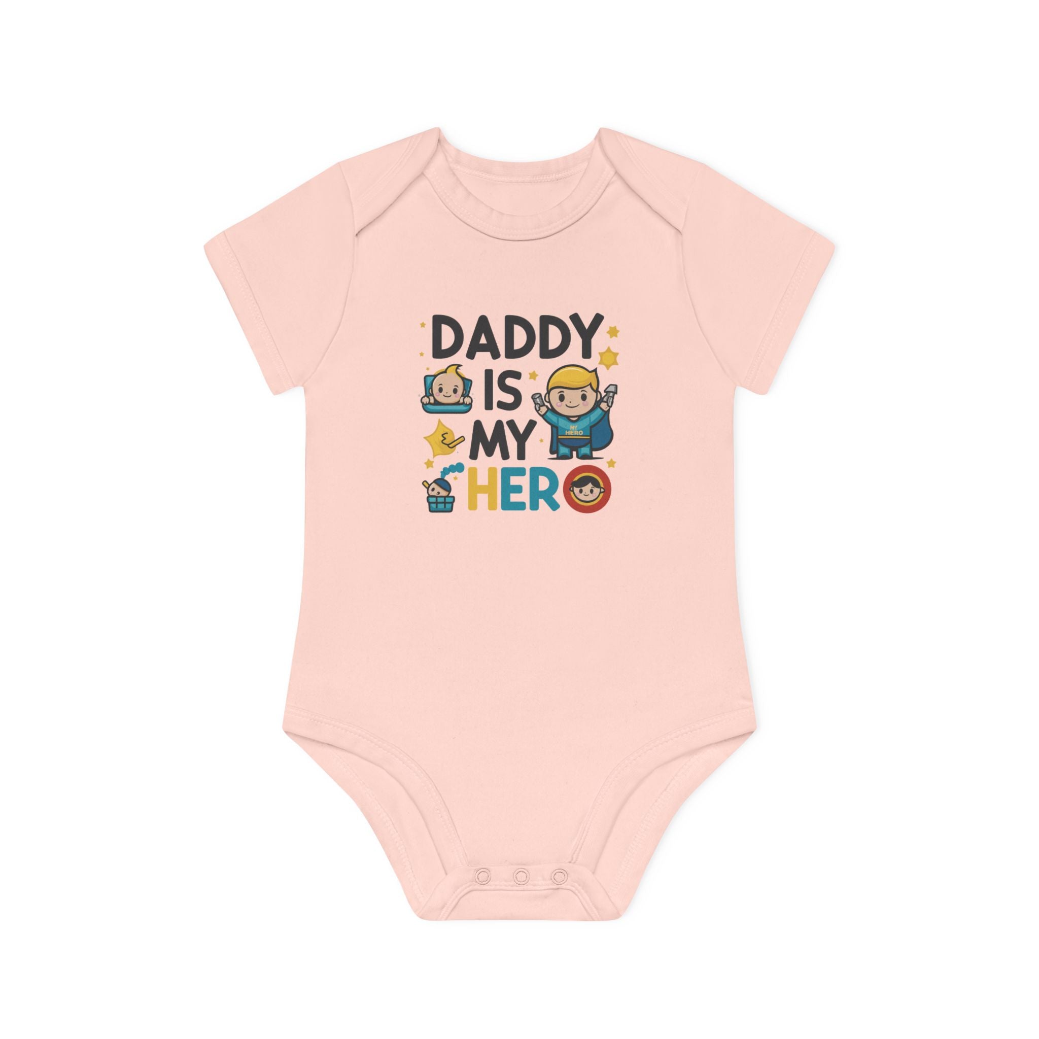 "Daddy is my hero" Baby Organic Short Sleeve Bodysuit