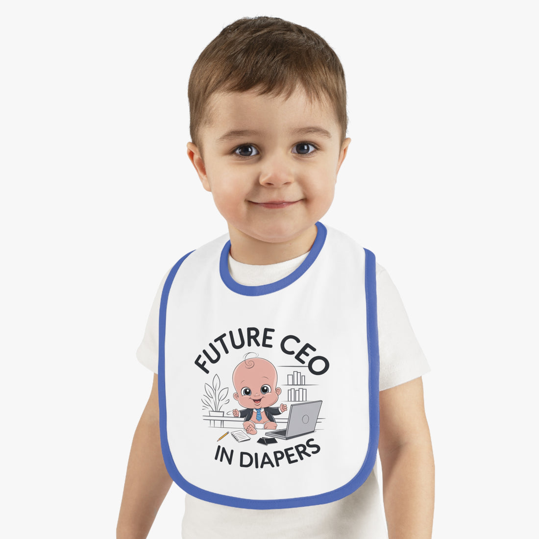 "Future CEO in diapers" Baby Contrast Trim Jersey Bib