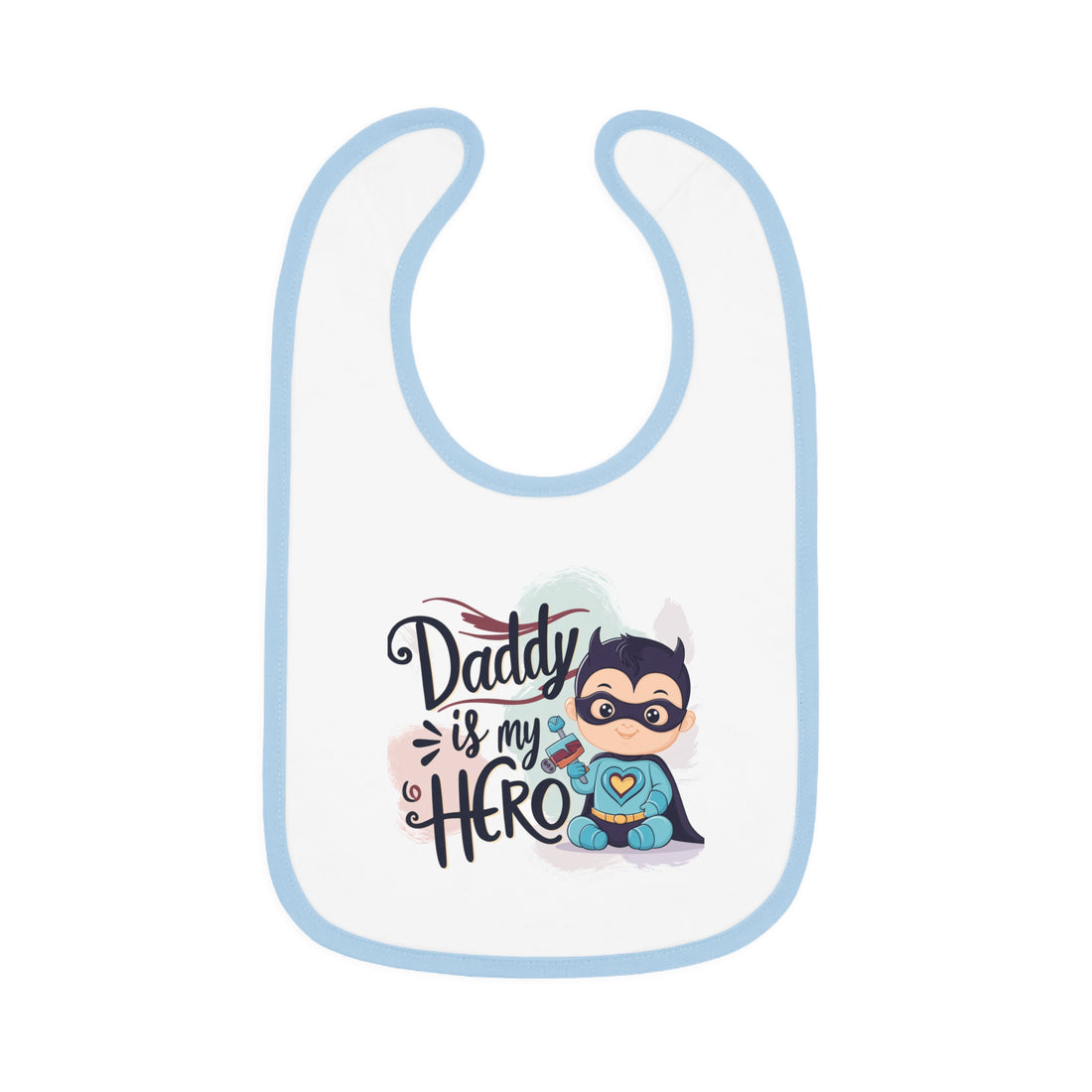 "Daddy is my hero" Baby Contrast Trim Jersey Bib