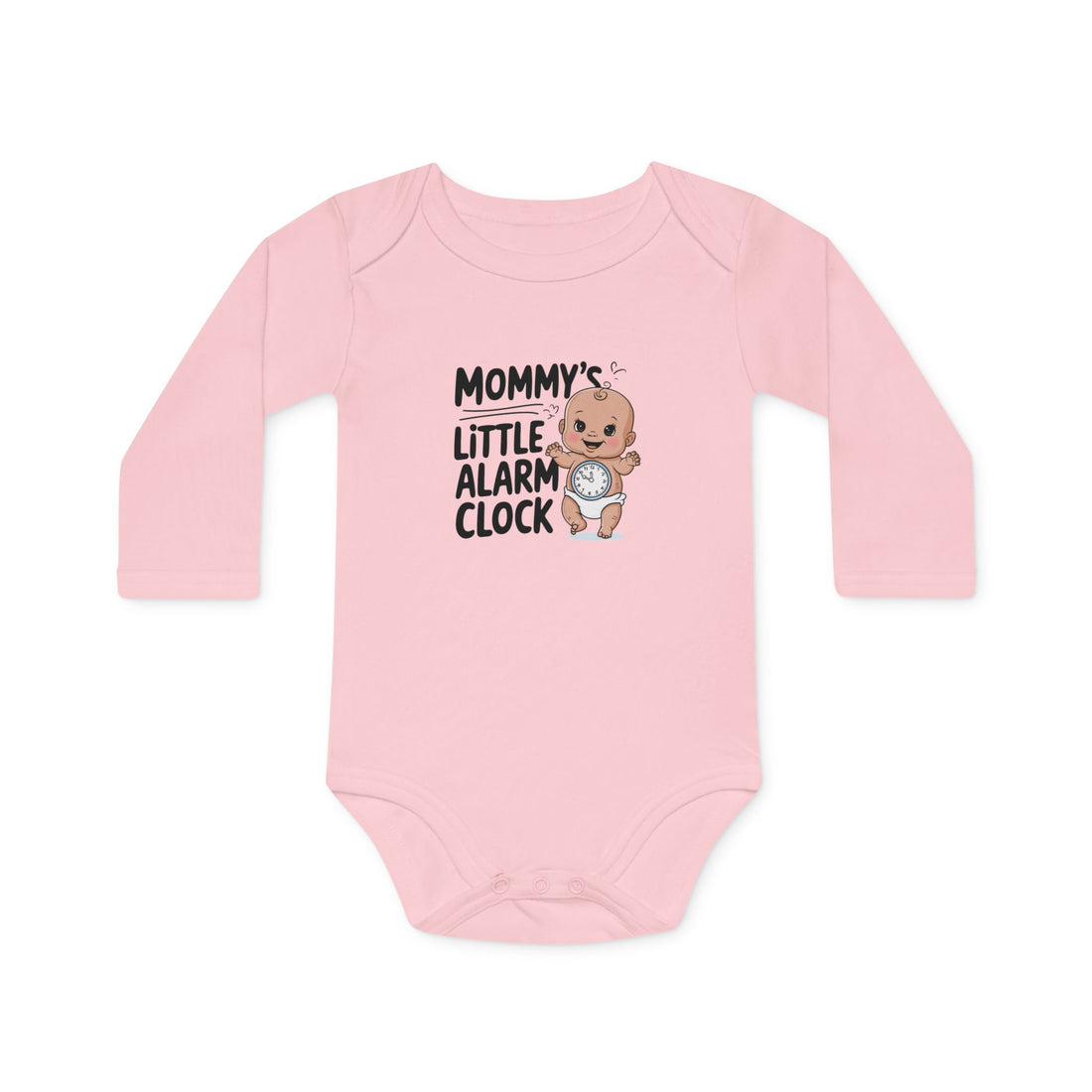 "Mommy's little alarm clock" Baby Long-Sleeve Organic Bodysuit