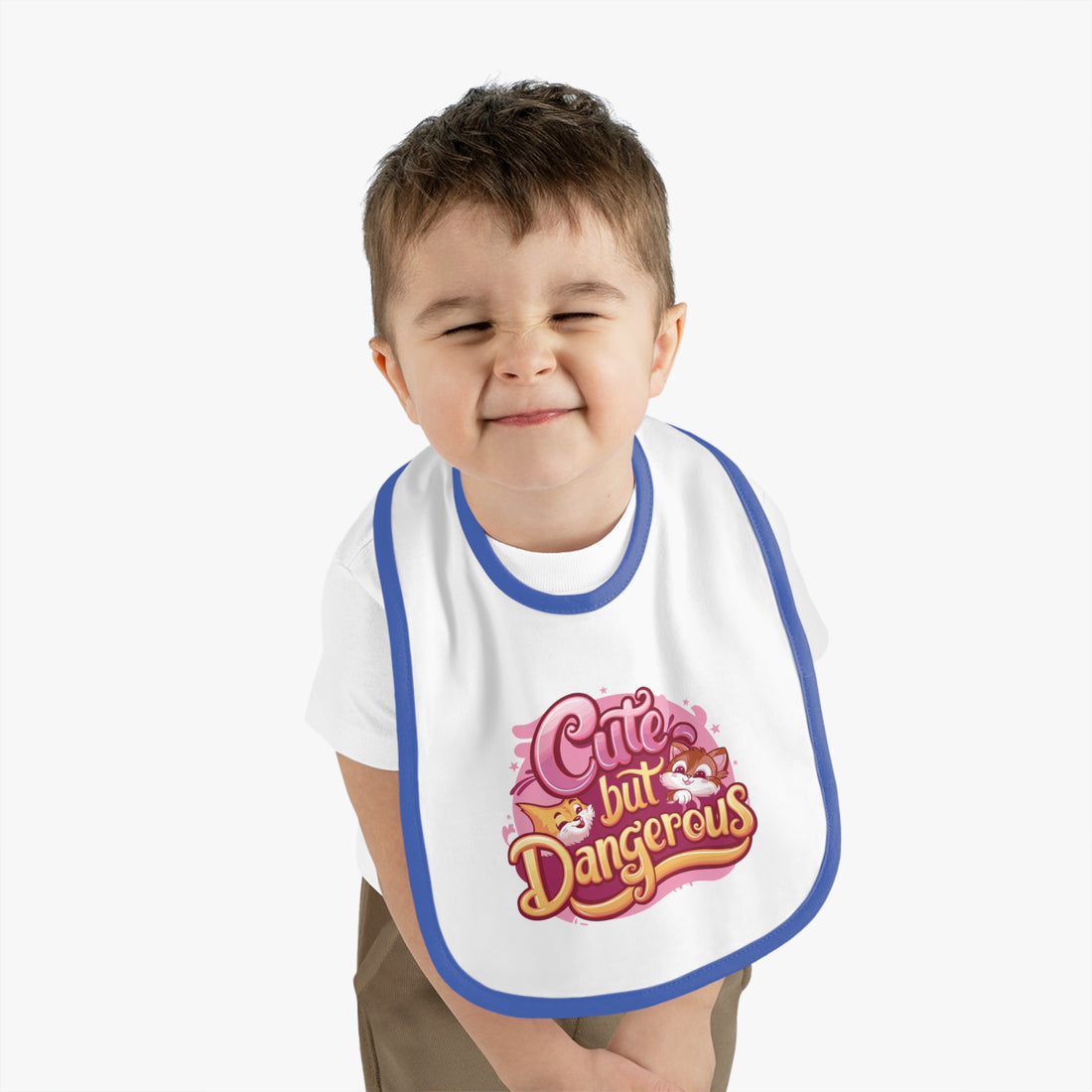 "Cute but dangerous" Baby Contrast Trim Jersey Bib