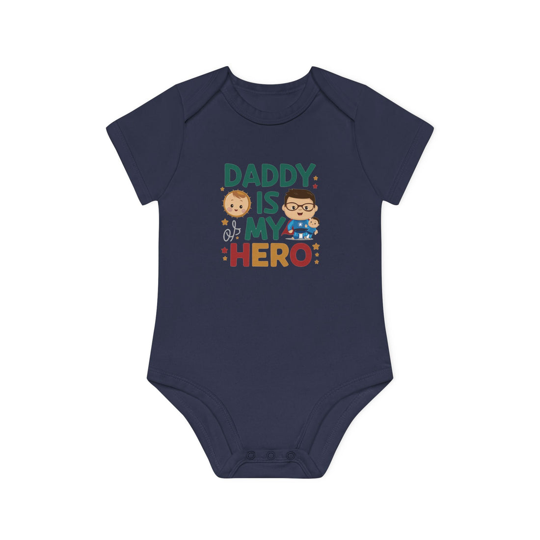 "Daddy is my hero" Baby Organic Short Sleeve Bodysuit