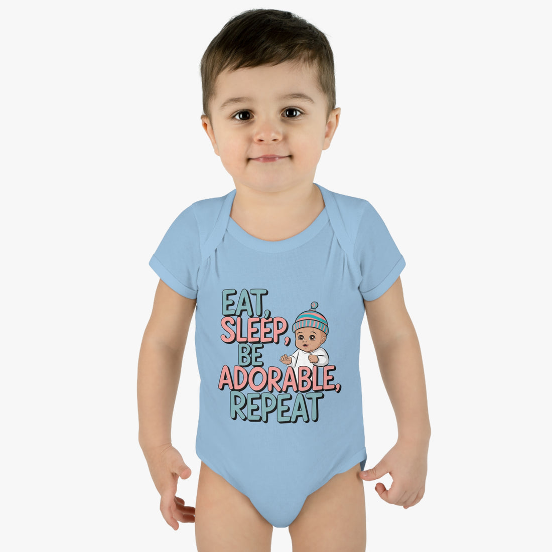 "Eat,sleep,be adorable,repeat" Infant Baby Rib Bodysuit