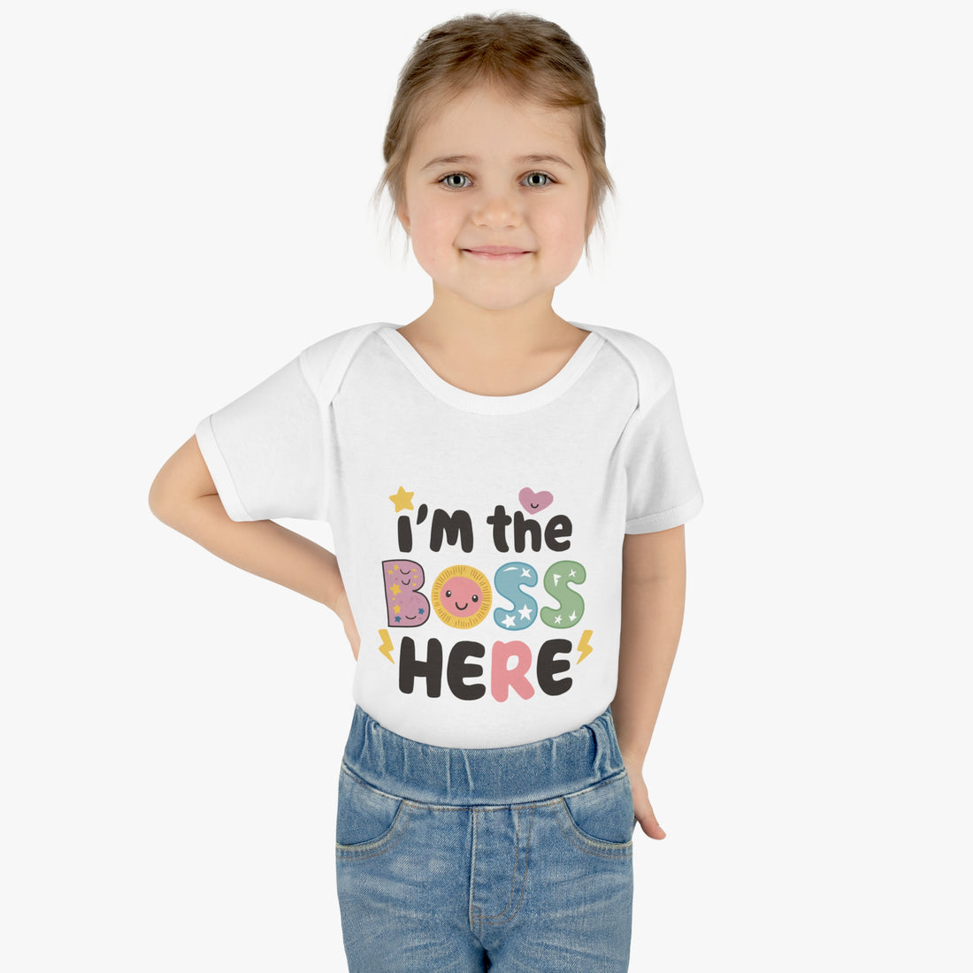 "I'm the boss here" Infant Baby Rib Bodysuit