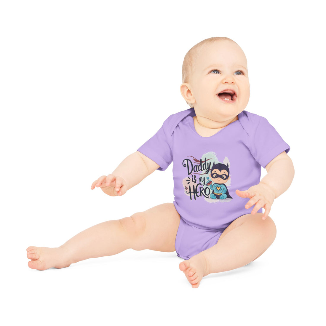 "Daddy is my hero" Baby Organic Short Sleeve Bodysuit