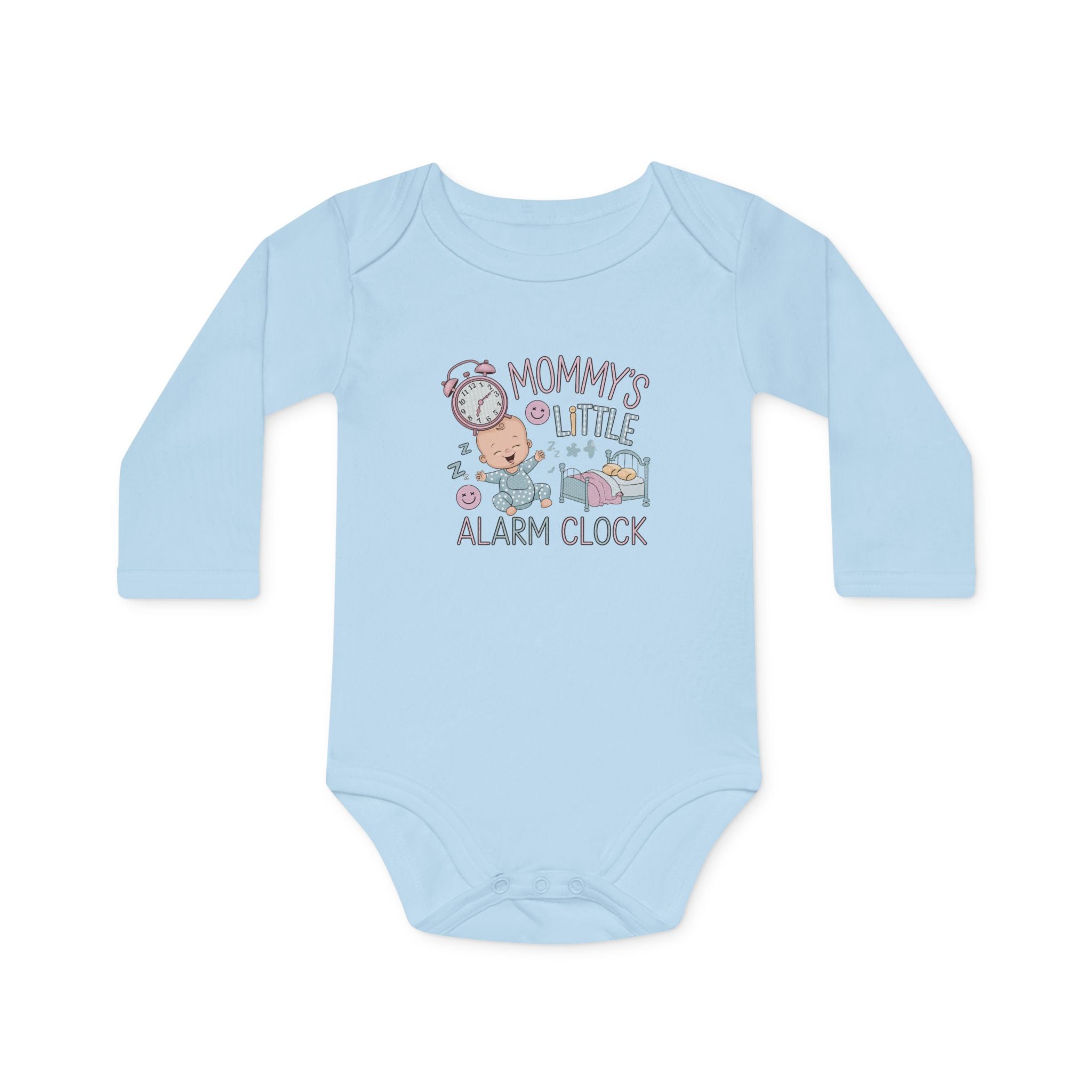 "Mommy's little alarm clock" Baby Long-Sleeve Organic Bodysuit